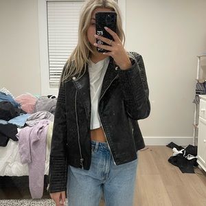 Black top shop leather jacket size 8